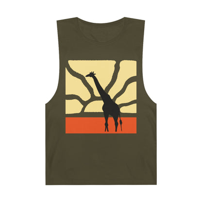 Standing Tall Giraffe-Theme  Unisex White Tank Top w/ Autumn Bar