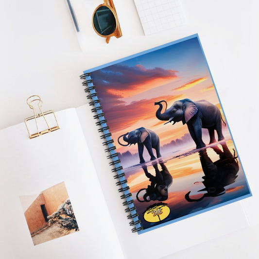 Wild & Chic Blue Elephant Theme Spiral Notebook