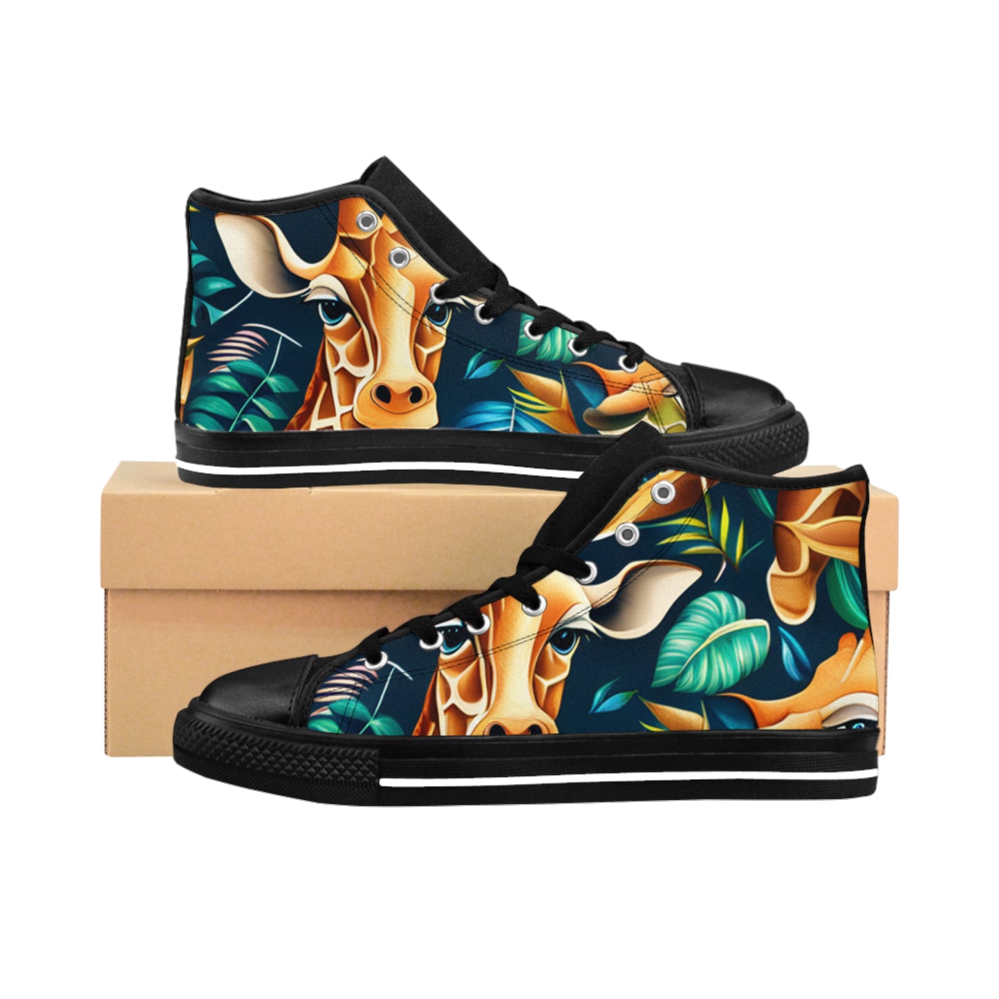 Giraffe Print High-Top Sneakers