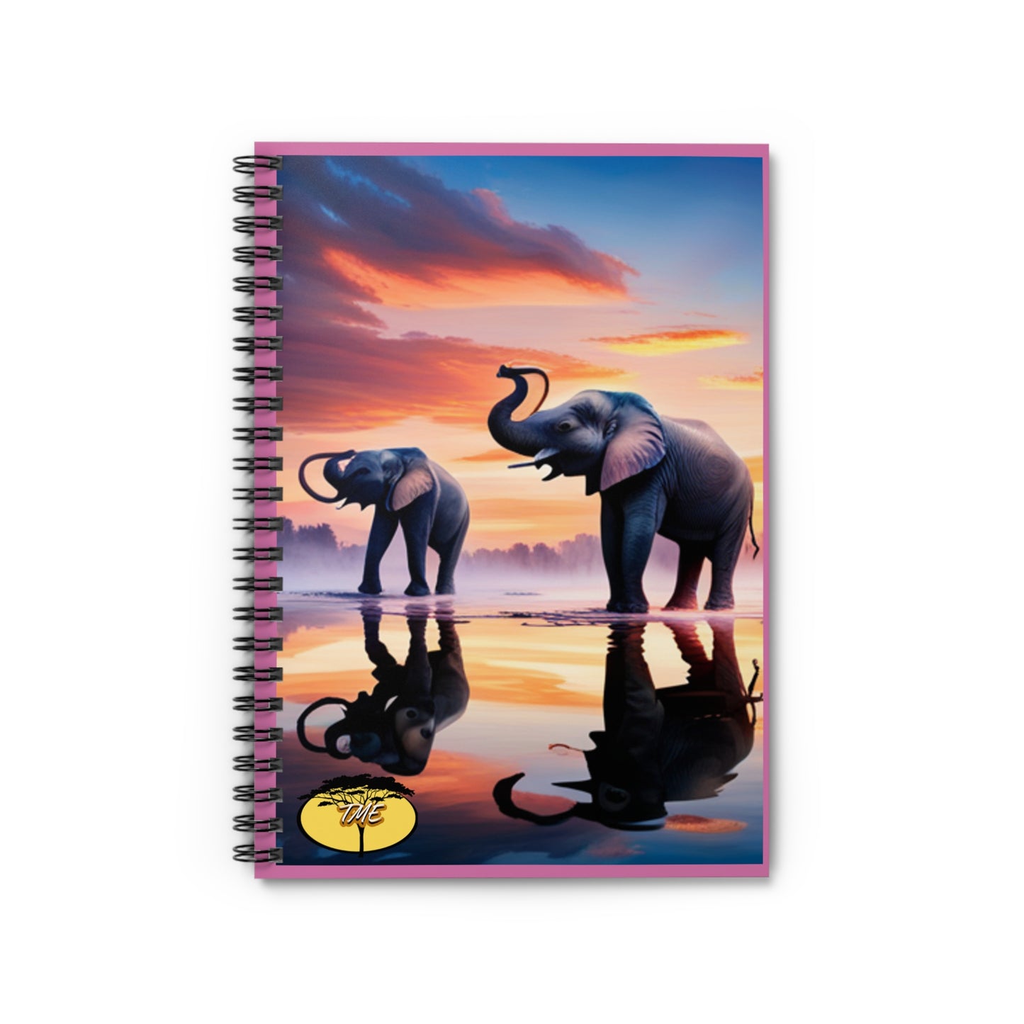 Wild & Chic Pink Elephant Theme Spiral Notebook