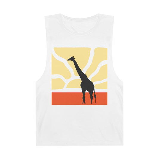 Standing Tall Giraffe-Theme  Unisex White Tank Top w/ Autumn Bar