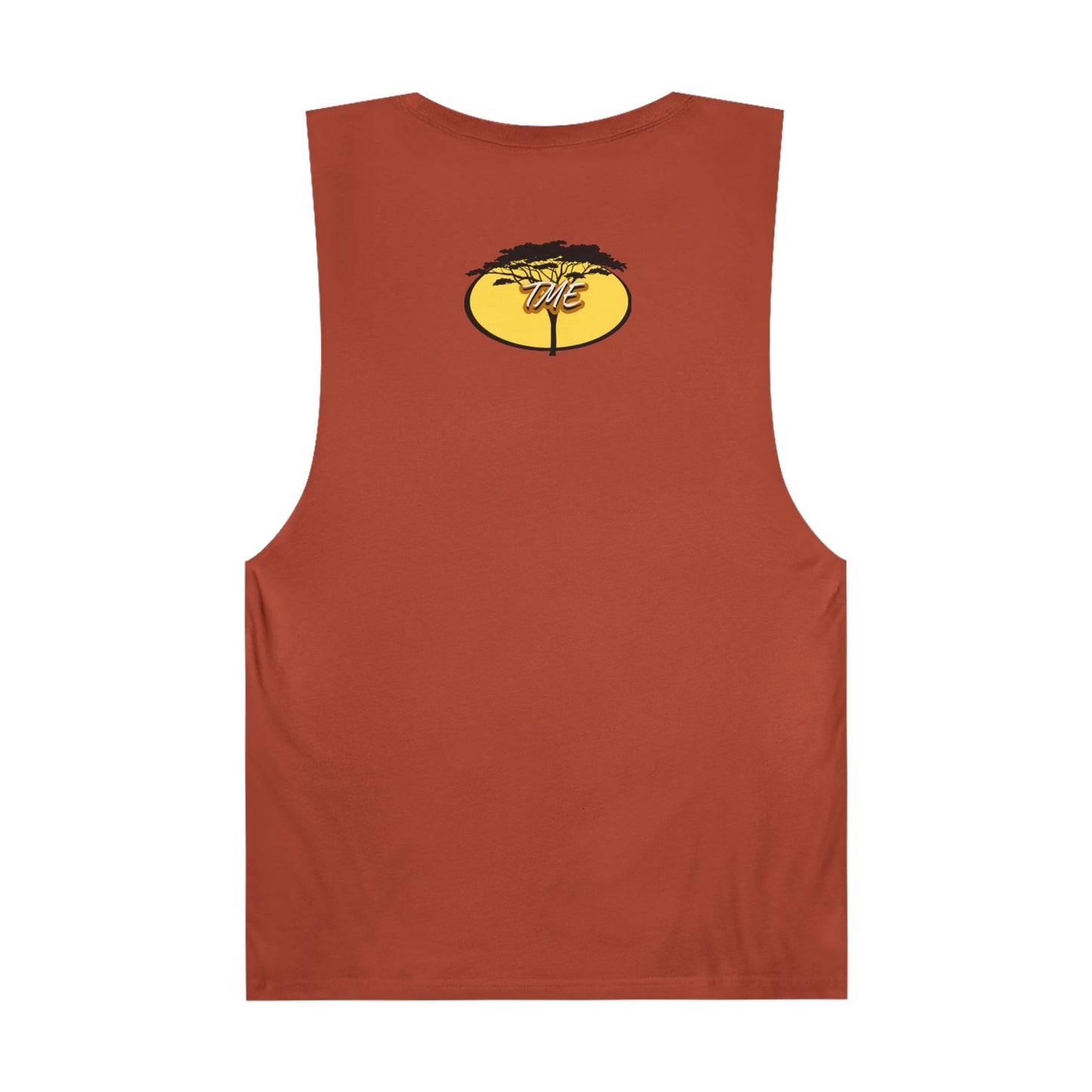 Standing Tall Giraffe-Theme  Unisex White Tank Top w/ Autumn Bar