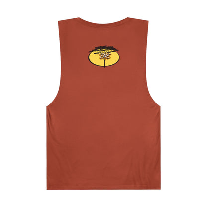 Standing Tall Giraffe-Theme  Unisex White Tank Top w/ Autumn Bar