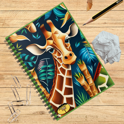 Wild & Chic Green Giraffe Theme Spiral Notebook