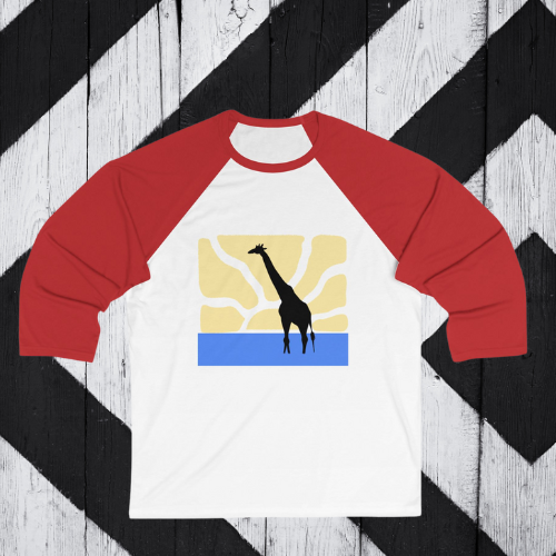 3/4 Sleeve Unisex Baseball Tee | 'Standing Tall' Giraffe Theme