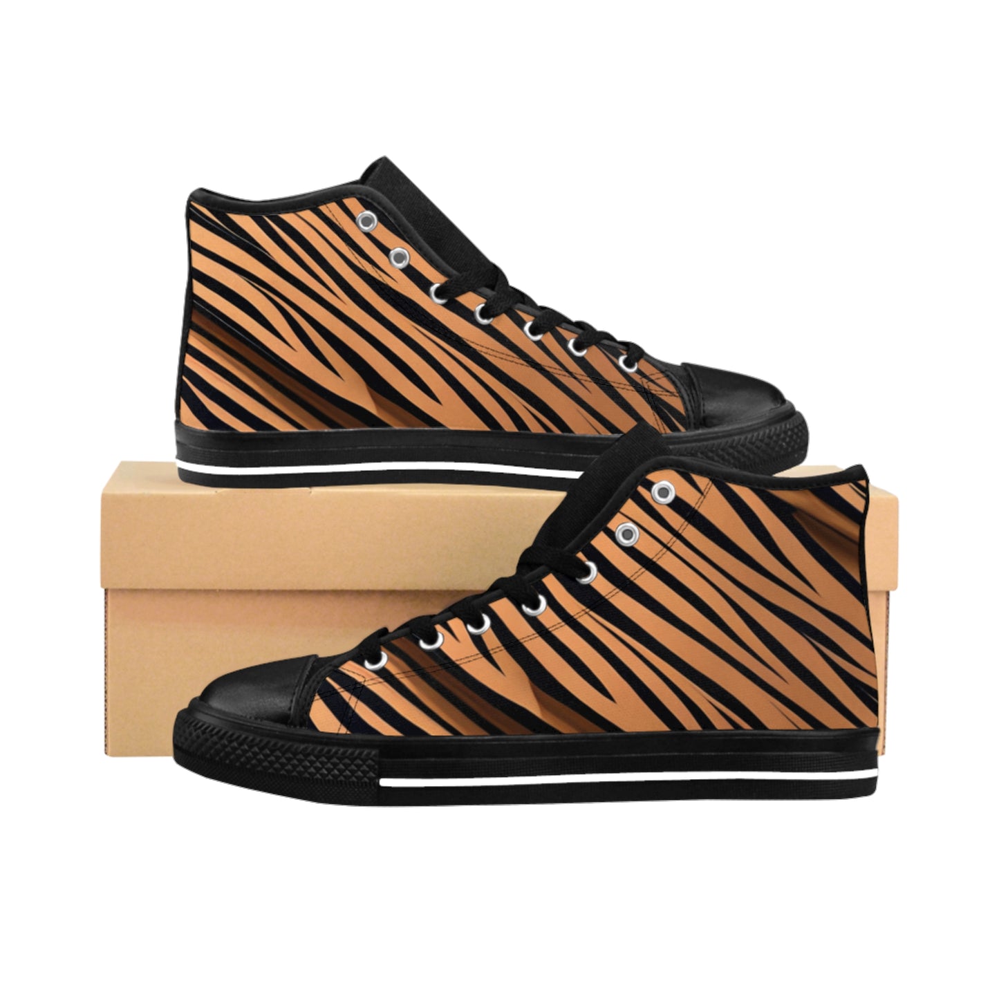 Tiger Print Classic High-Top Sneakers