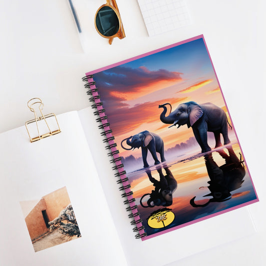 Wild & Chic Pink Elephant Theme Spiral Notebook