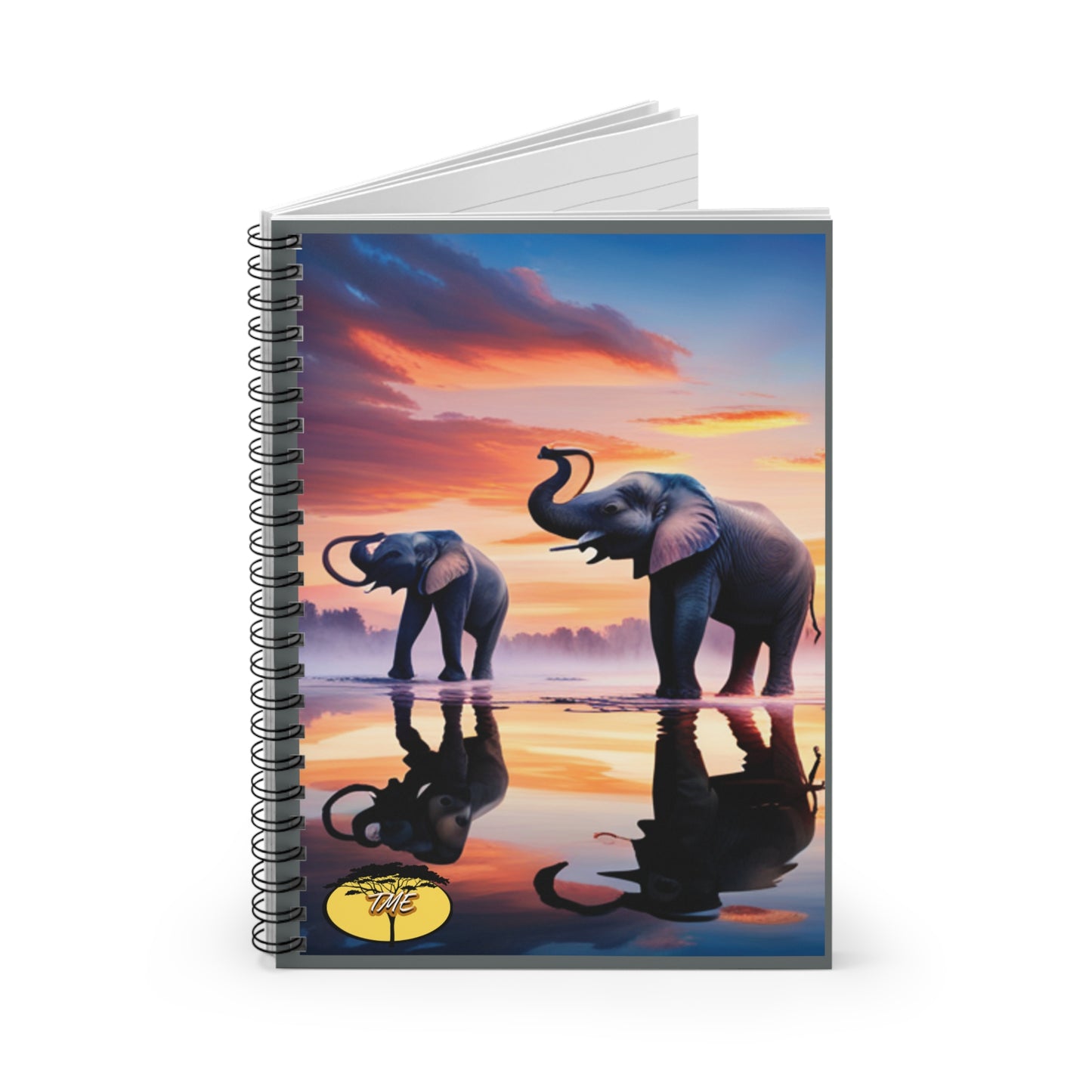 Wild & Chic Grey Elephant Theme Spiral Notebook