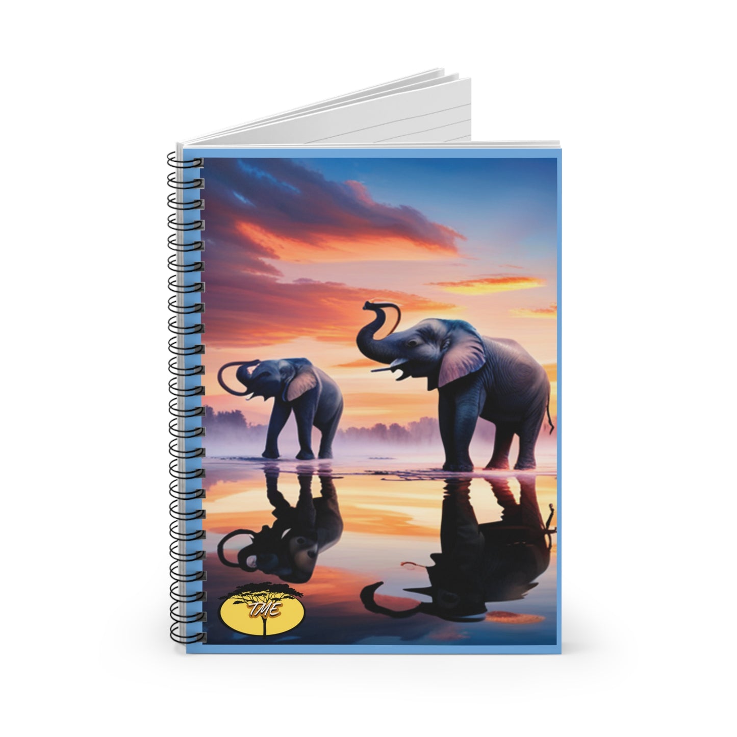 Wild & Chic Blue Elephant Theme Spiral Notebook