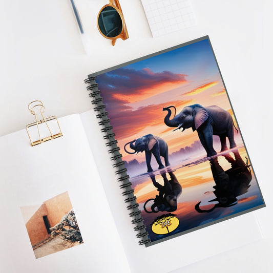 Wild & Chic Grey Elephant Theme Spiral Notebook